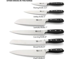 Rockingham Forge Rf9100 Series Rf-9107 Santoku peilis su 7" nerūdijančio plieno ašmenimis - juoda kniedyta Micarta rankena, japoniškas peilis