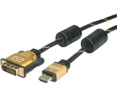 Roline auksinis monitoriaus kabelis dvi-hdmi st-st (24+1) dual link 5 m