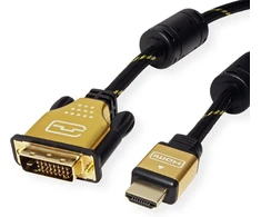 Roline auksinis monitoriaus kabelis dvi-hdmi st-st (24+1) dual link 5 m