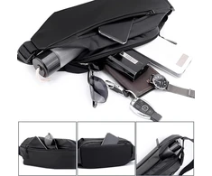 Rolmzjx crossbody krepšys vyrams, neperšlampamas krepšys per petį su 4 užtrauktukais vyrams ir moterims, kelioninis krepšys sportui, treniruoklių salei, treniruotėms, kelionėms, darbui, važinėjimui į darbą, juodas, minimalistinis