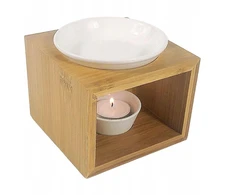 Romantiškas keramikinis žvakidė tealight žvakėms Aliejinis degiklis Keturių pusių Medinis