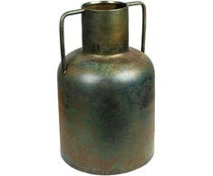 Romimex antikvarinė ruda metalinė vaza su rankenomis 23 x 36 x 23 cm