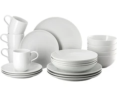 Rosenthal Joyn, baltas, 20 dalių porcelianinių indų rinkinys, lėkštės, dubenys, puodeliai su rankena, lengvas ir natūralus įvaizdis, modernus ir miesto akcentas, galima plauti indaplovėje ir naudoti mikrobangų krosnelėje