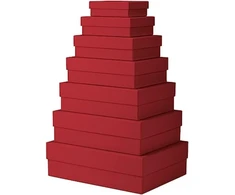 Rössler Papier Boxline 13411453360 dovanų dėžutė su dangteliu, 7 dalių rinkinys, raudona, stačiakampės kartoninės dėžutės