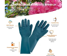 Rostain Protectmax-it09 sodo pirštinės rožėms Small 100% vandeniui atsparios ilgos lateksinės storos dydis 9 žalios mėlynos 9