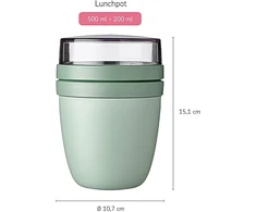 Rosti Mepal Mepal Ellipse Mixed Lunchpot Nordic Sage + Lemon Lime Dėžutė pusryčiams su skyreliu jogurtui ir dribsniams, 500 ml + 200 ml, tinkama šaldikliui, mikrobangų krosnelei ir indaplovei
