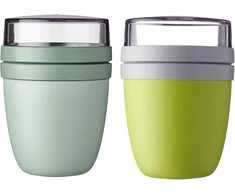 Rosti Mepal Mepal Ellipse Mixed Lunchpot Nordic Sage + Lemon Lime Dėžutė pusryčiams su skyreliu jogurtui ir dribsniams, 500 ml + 200 ml, tinkama šaldikliui, mikrobangų krosnelei ir indaplovei