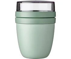 Rosti Mepal Mepal - Lunchpot Ellipse - praktiškas jogurto ir granolos indelis - atskiras skyrius jogurtui ir granolai - tinkamas šaldikliui, mikrobangų krosnelei ir indaplovei - 500 ml + 200 ml - Nordic Sage