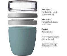 Rosti Mepal Mepal Lunchpot Foldable Spoon Ellipse rinkinys - Nordic Mėlyna - praktiškas grūdų puodelis ir konteineris maisto transportavimui