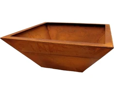 Rostikal patina sodo dekoracija, vintažinis gėlių dubuo 40 x 40 cm, 15 cm gylio be kamuoliukų – rūdžių spalvos dekoratyvinis augalų dubuo, pagamintas iš atmosferos poveikiui atsparaus corten plieno