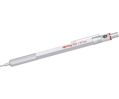 Rotring 600 0.7 mechaninis pieštukas, sidabrinis, su hb 0.7 papildymo pakuote ir trintuku tikky 30