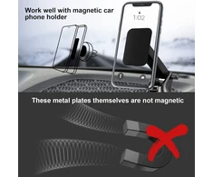 Rouclo 4 metalinių plokštelių rinkinys su lipniu 3m sluoksniu magnetiniam automobilio telefono laikikliui, labai plonos metalinės plokštelės telefonui ir planšetiniam kompiuteriui, stačiakampės, juodos