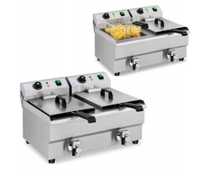 Royal Catering dvigubos elektrinės gruzdintuvės su kranu 230v 2x 3000w 2x10l