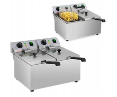 Royal Catering dvigubos gastronominės elektrinės gruzdintuvės 230 V 2 x 3200w 2 x 8 L