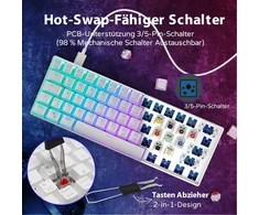 Royal Kludge Rk61 60% Mechaninė Rgb Belaidė Žaidimų Klaviatūra, Balta