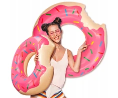 Rožinis pripučiamas plaukimo ratas donut spalvingas čiužinys ant vandens