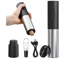 Rozz Juodos spalvos baterijomis maitinamas vyno atidarytuvo rinkinys Profi dizainas Usb-c