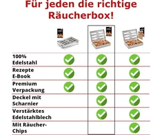 Rūkykla - Premium nerūdijančio plieno rūkykla + E-knyga - Bbq maisto rūkykla Premium versijoje, skirta dujiniam, elektriniam arba angliniam griliui (rb1)