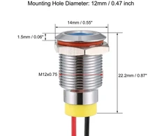 Runcci-yun 10 vnt. 12v-24v 12 mm 1/2 colio Led metalinis indikatorius, atsparus vandeniui signalinis žibintas, Led panelės montavimo indikatorius (žalias × 5 mėlynas × 5)