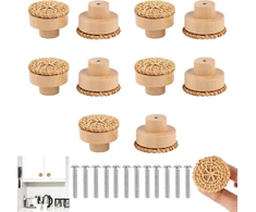 Runeay Rotango baldų rankenėlės, 40 mm, rotango spintelių rankenėlės su varžtais, baldų rankenėlės, medinės, boho dekoratyvinės komodos, baldų rankenėlės spintelėms, stalčiams, svetainei, virtuvei