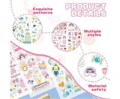 Ruzister 4 lapai po 215 lipdukų kūdikių albumui, lipdukai vaikams ir kūdikių nuotraukų albumams, 8 lapai din a4 „pasidaryk pats“ scrapbooking lipdukai dizainui, kūdikių iškarpų albumo lipdukai