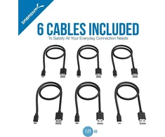 Sabrent 6 vnt. 30 cm Micro Usb kabeliai, greitas įkrovimas ir duomenų sinchronizavimas