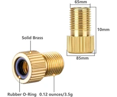 Saipor 10 žalvarinių adapterių presta ventiliams + 10 schrader ventilių dangtelių dviračiui, presta į schrader av automobilio ventilį, dviračio ventilių adapterių rinkinys, prancūziškas ventilių adapteris