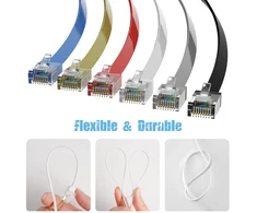 Šakotuvas Plokščias Cat6 Ethernet kabelis 0.5m, 12 vnt. rinkinys, spalvotas