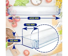 Šaldytuvo durelių lentyna 432 x 110 x 50 mm originalus kodas 4638020600 4638020100 4640550300, skirta Beko Monteral