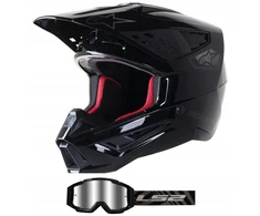 Šalmas Alpinestars Scout Sm5 S-m5 juodas + akiniai Ls2 Charger Pro, dydis M
