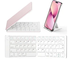Samsers sulankstoma bluetooth klaviatūra - nešiojama belaidė klaviatūra su stovo laikikliu, itin plona, kišeninio dydžio, suderinama su išmaniaisiais telefonais, planšetiniais kompiuteriais, nešiojamaisiais kompiuteriais, Ios, Android, Windows, miela roži