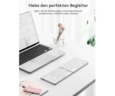 Samsers sulankstoma bluetooth klaviatūra - nešiojama belaidė klaviatūra su stovo laikikliu, itin plona, kišeninio dydžio, suderinama su išmaniaisiais telefonais, planšetiniais kompiuteriais, nešiojamaisiais kompiuteriais, Ios, Android, Windows, miela roži
