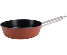 San Ignacio Agros keptuvė - 16 cm - pagaminta iš kalto aliuminio - whitford quantanium vidus - juoda danga - išorė terakotos spalvos - indukcinė - ilga mango lisbon chapa