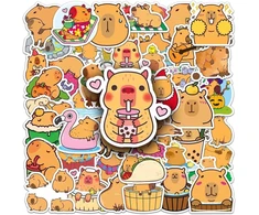 Sanyuanhe 100 kapibarų lipdukų rinkinys, vaikiški mieli kapibarų gyvūnų lipdukai, kapibarų dekoravimo lipdukai kompiuteriui, grafiti, bagažui, gitarai, motociklui, telefonui, riedlentei, mobiliam telefonui