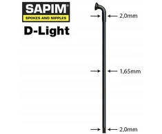 Sapim D-light 286mm stipinai (2.0-1.65-2.0mm), juodi
