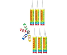 Saratoga Sil3004 universalus silikoninis hermetikas, atsparus pelėsiui, acetatinis skersinis susiejimas su patobulinta formule, 280 ml (6, skaidrus)
