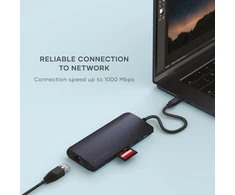 Satechi usb-c multiport adapteris v3, 8-in-1 usb-c dongle su 8k hdmi, 85w usb-c pd, 4 usb-c duomenų prievadais, ethernet, sd kortelių skaitytuvu, skirtas mac, windows, midnight