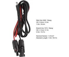 Saulės baterijos ilgintuvas, saulės ilgintuvas 16awg 1.5m saulės kištukas į dc 5.5mm vyrišką adapterio kabelį
