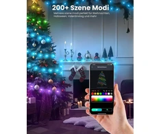 Saulės energija įkraunamos lauko dekoratyvinės lemputės 10 m, Led dekoratyvinės lemputės laukui Rgb 100 Led dekoratyvinės lemputės valdomos programėle 200+ scenų režimų vandeniui atsparios Ip65 dekoratyvinės lemputės balkonui sodui kalėdoms Helovinui vaka