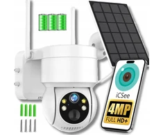 Saulės energija varoma lauko ip kamera su wifi 4mpx full hd+ led stebėjimui