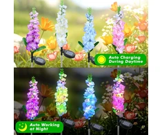 Saulės energijos lauko šviestuvų rinkinys Gėlės, 4 vnt., 80 LED, IP65
