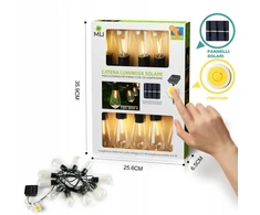 Saulės girlianda su 10 led lempučių, šilta balta šviesa 2200k, 4,5 m, ip44, 800mah