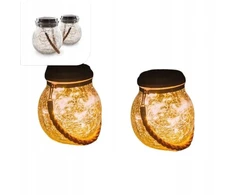 Saulės šviesos stikliniai lampionai, 2 vnt., 20 Led