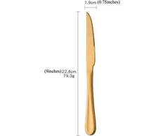 Sbomhs spalvingas stalo peilis su dantytu kraštu, vakarienės peilis, stalo įrankių peilis, nerūdijančio plieno 8 spalvų kepsnių peilių rinkinys, ilgis 22,8 cm (9 coliai)