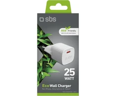 Sbs 25 w usb c įkroviklis su perdirbtomis grs medžiagomis, eu kištukas, ekologiškas, idealus android išmaniesiems telefonams, iphone, planšetiniams kompiuteriams, ausinėms, garsiakalbiams, išmaniesiems laikrodžiams