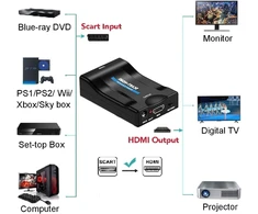 Scart į Hdmi konverteris 720p/1080p Scart į Hdmi adapteris Full Hd vaizdo garso perjungimo kabelis, skirtas Hdtv monitoriaus projektoriui Stb Vhs XBOX Ps3 Sky Blu-ray Dvd grotuvui