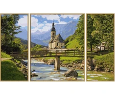 Schipper 609260839 paveikslas pagal skaičius – st. Sebastianas Ramsau – paveikslai suaugusiems, įskaitant teptuką ir akrilinius dažus, triptikas 50 x 80 cm