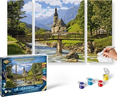 Schipper 609260839 paveikslas pagal skaičius – st. Sebastianas Ramsau – paveikslai suaugusiems, įskaitant teptuką ir akrilinius dažus, triptikas 50 x 80 cm