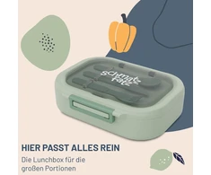 Schmatzfatz priešpiečių dėžutė - bpa neturinti bento dėžutė vaikams, 3 skyriai, galima plauti indaplovėje, su įrankiais, užkandžių dėžutė su skyriais, patvari ir sandari, priešpiečių dėžutė vaikams, samanų žalia
