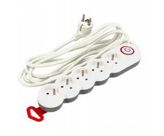 Schmith Prailginimo laidas su jungikliu, 5 lizdai, 3m, baltas